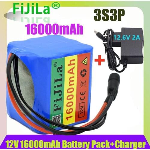 3s3p 12V 16Ah battery pack 18650 lithium ion 12V 16000mAh DC12.6V super large capacity rechargeable battery with BMS + charger