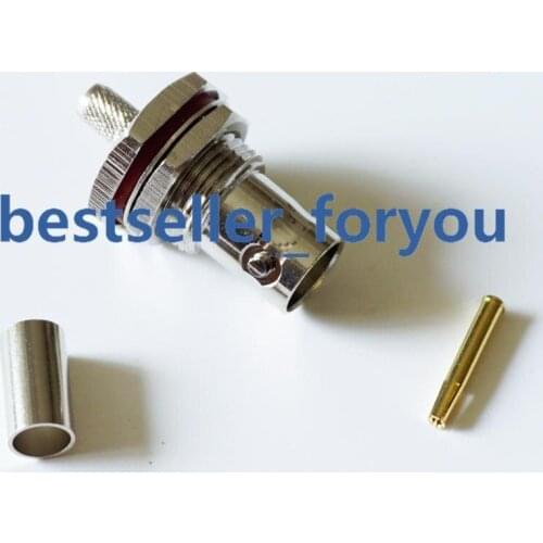 BNC Q9 Jack Female Bulkhead O-ring Crimp RF Connector For LMR195 RG58 RG400 RG142