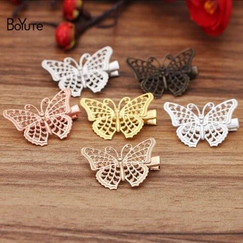 BoYuTe (20 Pieces/Lot) 29*41MM Metal Filigree Butterfly Hair Clips Vintage Diy Handmade Hair Accessories Wholesale