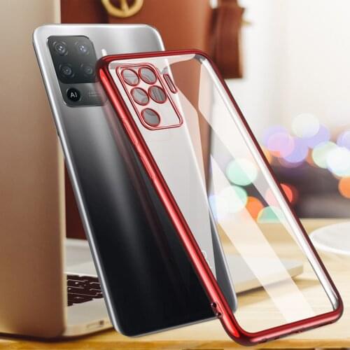 For OPPO Reno 5 Lite Case Plating Bumper Transparent Slim Soft TPU Phone Cover For OPPO A94 4G Funda