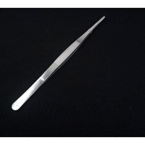 Home Medical Garden Kitchen BBQ Tool 25cm DIY Toothed Tweezer Long Barbecue Food Tong Straight Tweezer Stainless Steel