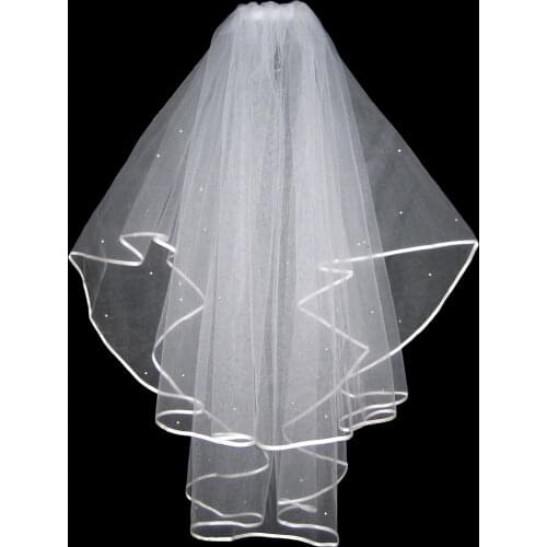 2 TIER IVORY BRIDAL WEDDING VEIL WITH DIAMANTES CRYSTALS & COMB HIGH QUALITY