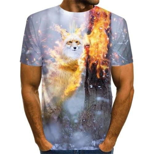 Harajuku Galaxy Animal Wolf Fire Forest Totem Printing Women Men Short Sleeve T-Shirt Boy Girl Cool Tshirt Female Casual Clothes