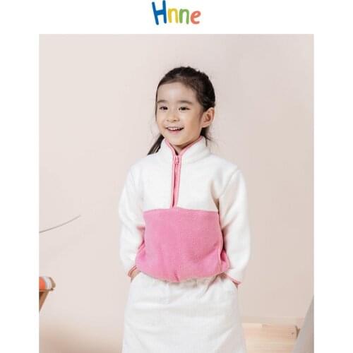 Hnne 2021 Winter New 100% Cotton Fleece Hoodies Kids Warm Half Zip Boys Girls Sweatshirts Contrast Color Children Pullovers