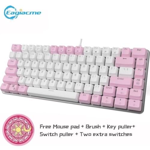 Free Mousepad 82 Keys Gaming Mechanical Keyboard Hot Swap Outemu Switch LED White Backlit Metal Panel USB Wired For PC Desktop