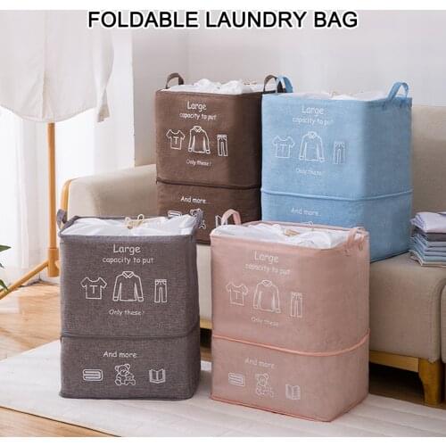 Laundry Basket Expandable Laundry Hamper with Drawstring Lining Clothes Storage Basket with Handles Clothes Bag Home Organizer