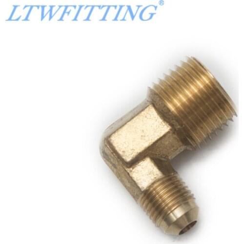 LTWFITTING Brass 5/16" OD x 1/2" Male NPT 45 Degree Flare 90 Degree Elbow Fittings