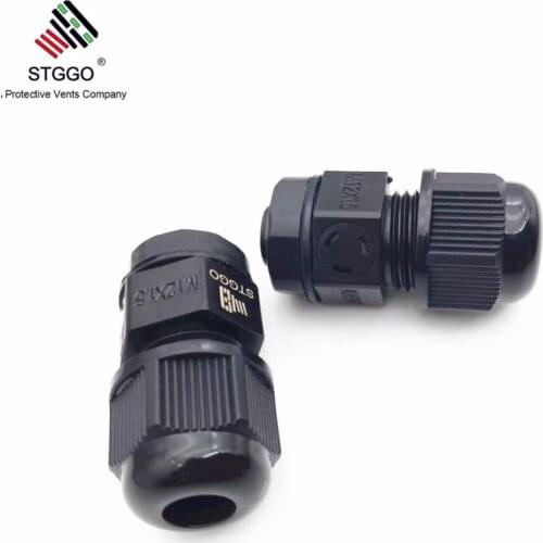 M12 IP68 Black breather Ventilation Cable Gland with Vent for LED Street Garden Light
