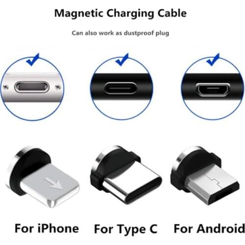 Magnetic Phone Cable Adapter Connector Tips Head Magnet Charger Connector for Iphone Micro USB Android Devices