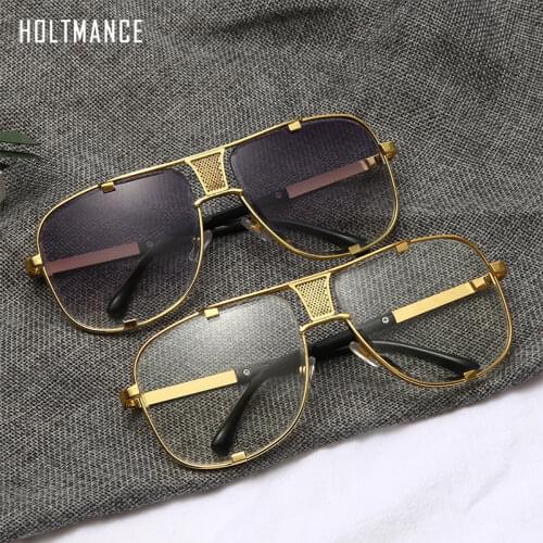 2021 Largesized Luxury Retro Men Sunglassess Brand Designer Vintage Big Frame Square Classic Metal Sun Glasses For Driving Gafas