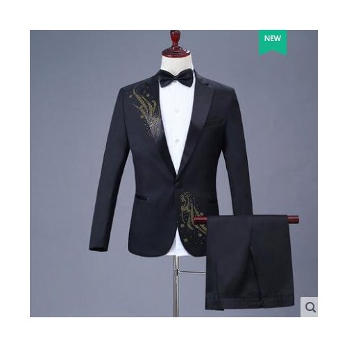Chorus Paste drill suits for men blazer boys prom mariage suits fashion slim masculino latest coat pant designs singer stage