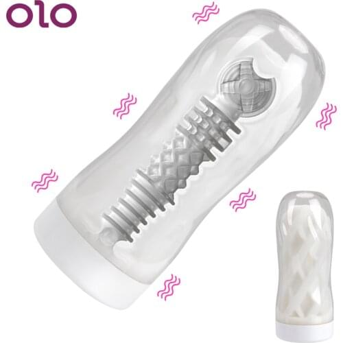 OLO Male Masturbator Cup With Bullet Vibrator Sex toy for Men Vagina Adult Endurance Exercise Vacuum Sex Cup