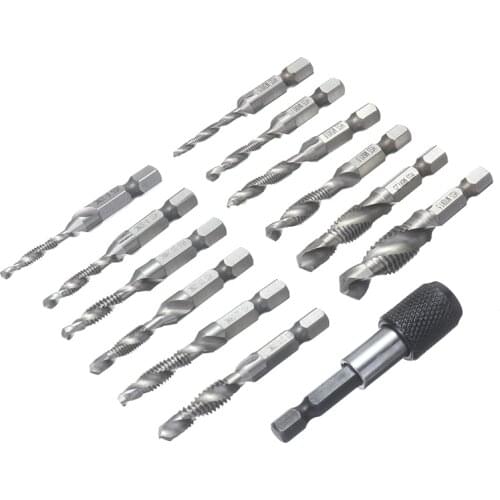 1set Tap Drill Bits Hex Shank Quick Change Drill & Tap Thread Spiral Screw Drill Bit Set Metric Screw Machine Taps