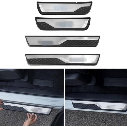 BBQ@FUKA 4PCS Stainless Steel Car Door Sill Scuff Plate Cover Mouldings for HONDA CR-V CRV 2017 2018 Car Accessories Styling