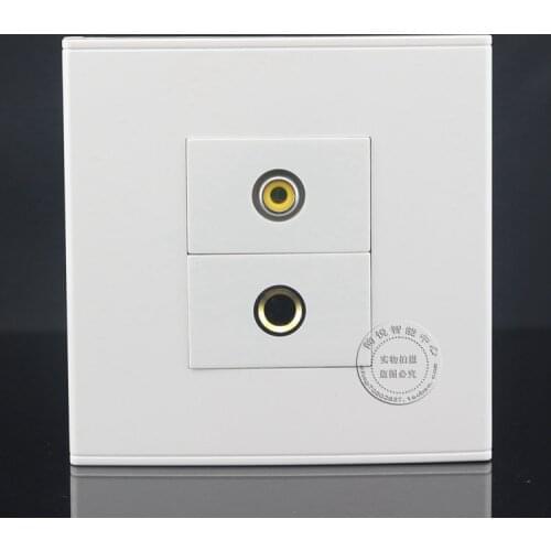 Wall Face Plate Yellow Audio AV Video Socket 6.5mm Audio Microphone Jack Outlet Socket Assorted Panel Faceplate