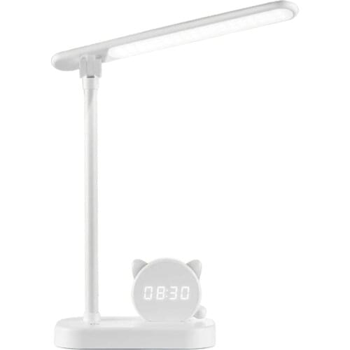 Kids Led Desk Lamp,Cute Small USB Charging Ports Portable Study Reading Desk Lights,Pen Holder Clock Eye Care Adjustable