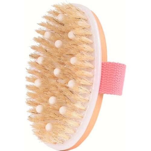 Natural Bristle Bath Brush Exfoliating Body Massage Shower Brush SPA Woman Man Skin Care Dry Body Brush