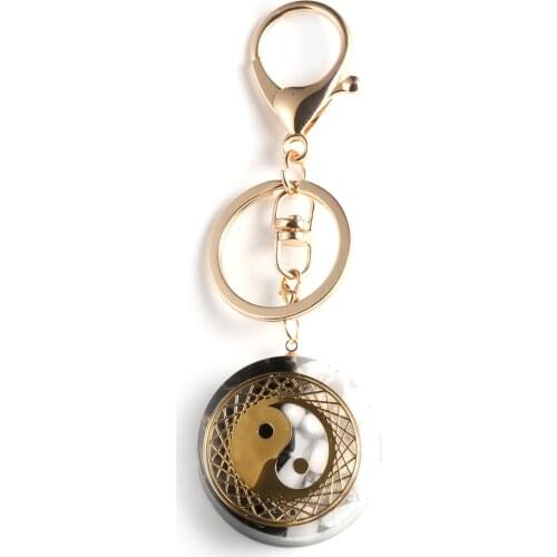 Natural Chips Gravel Tai Chi Yin and Yang Orgone Pendant Keychains Orgonite Energy Car Hanging Key Rings Healing Reiki Jewelry