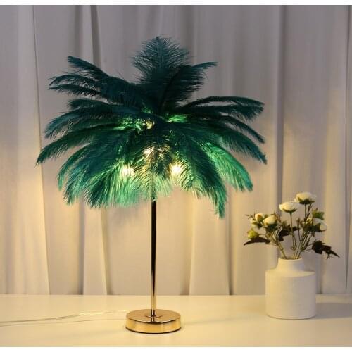 Nordic Style Feather Night Light Bedside Reading Lamps Romantic Decoration