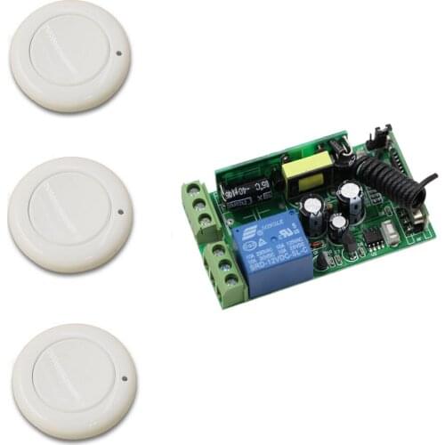 New Wide Voltage AC 85V 110V 120V 220V 250V 1CH Wireless Remote Control Switch Receiver &3*Wall Round Transmitter for Smart Home