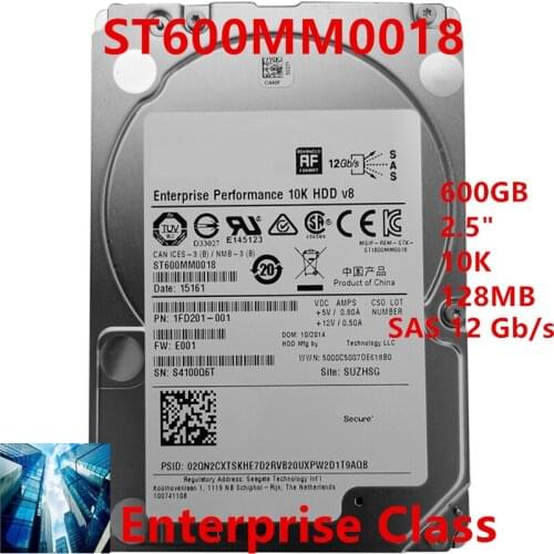 New HDD For Seagate Brand 600GB 2.5" 10K 128MB SAS 12 Gb/s For Internal Hard Disk For Enterprise Class HDD For ST600MM0018