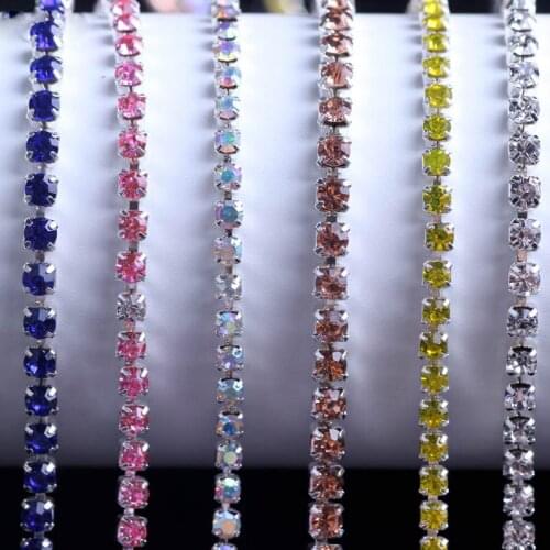 Pulaqi Rhinestone Chain Trim 2.8 mm Class Rhinestone Applique Crystals Strass For Cloth Thermomix Rhinestones Sewn DIY Craft F