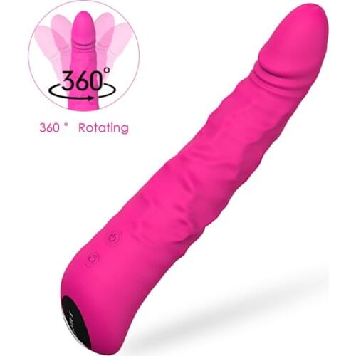 360°Rotating Vibrator Realistic Dildo Silicone Wand AV Stick G-spot Clitoral Stimulator Female Masturbator Adult Sex Toys Woman