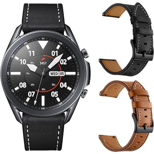 Black Brown Leather Strap For Samsung Watch3 Active 2 Replace Bracelet for Samsung Galaxy Watch 3 45mm 41mm Wrist Band Watchband