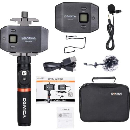 Comica CVM-WS50(A) 6 Channels Smartphone Wireless Lavalier Lapel Microphone System for iPhone Samsung Huawei Phones/DSLR Cameras