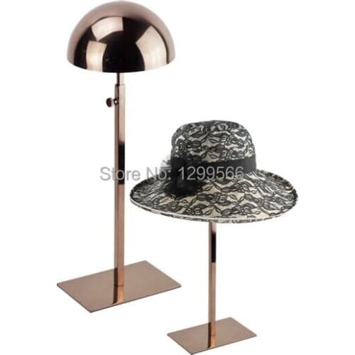 5pcs High quality rose gold Stainless Steel Hat display rack cap showing stand hat display stand holder rack free shipping