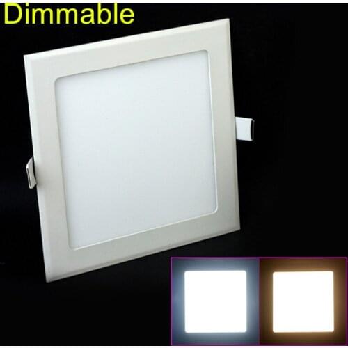 LED Downlight Dimmable 4W 6W 9W 12W 15W 25W Square Ultrathin SMD 2835 Power Driver Ceiling Panel Lights Cool/Warm White