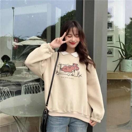 Fake two-piece oversized womens sweatshirt plus size Korean style hoodie casual sweater loose harajuku streetwear