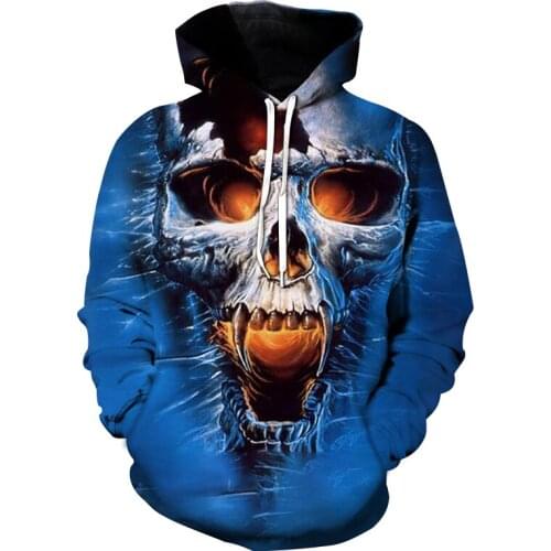 3D printed hoodie Horror Skull Hoodie Mens Spring and Autumn Sports Hoodie 2021 new hip-hop graphic hoodie Oversized hoodie