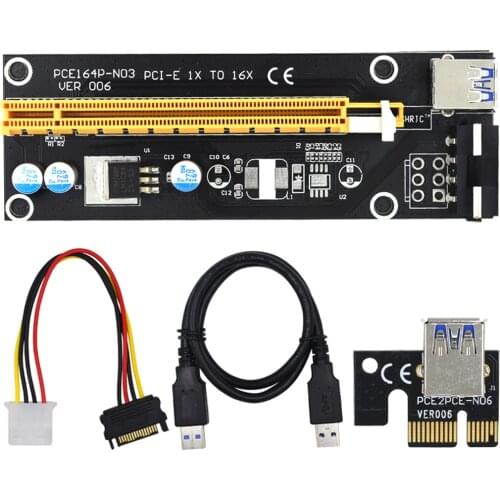 Gold Finger Pure Gold Craftsmanship VER006 PCIe Riser PCI-E 1x to 16x Adapter Extender 15-Pin to 4 Pin Power Supply
