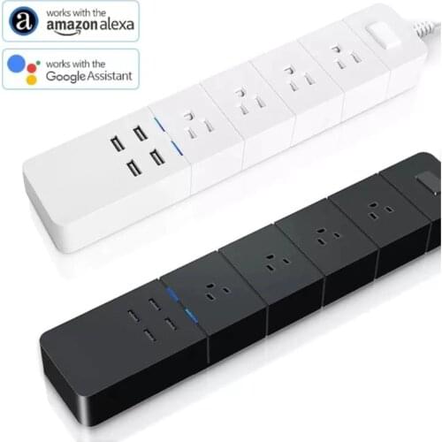 WiFi Smart Power Strip, with 4 USB Charging Ports and 4 Smart AC Plugs for Multi Outlets Works with Amazon Echo & Google Home