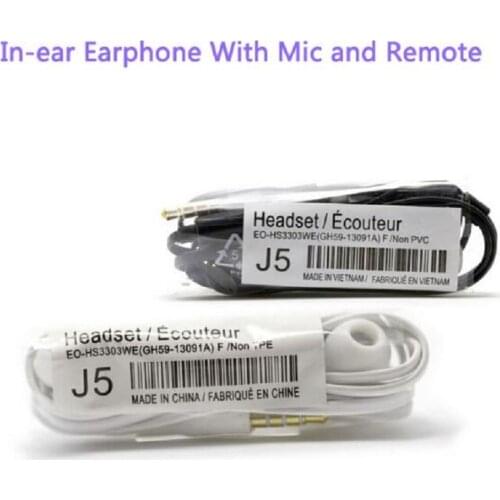 High quality 20pcs/lot J5 Headsets In-ear Earphones Headphones Hands-free with Mic For Samsung HTC Xiaomi