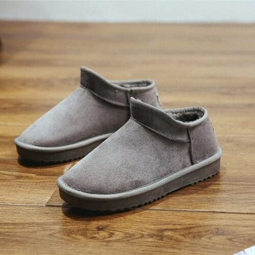 2021 Winter Suede Womens Snow Boots Short Pure Color Flat Warm Cotton Shoes 35-40 Rubber Non-Slip Girls Plus Velvet Bread Shoes