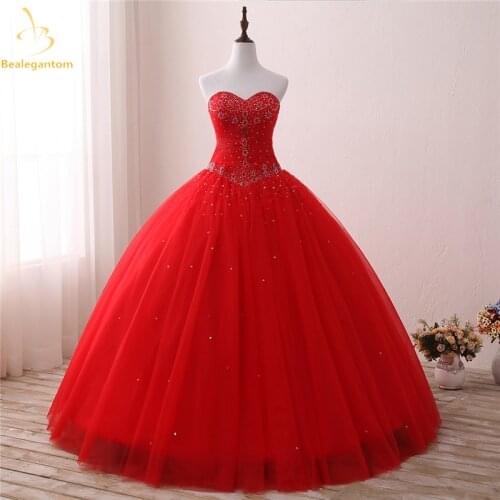 2019 New Arrived 100% Real Photo Red Quinceanera Dresses Ball Gown With Beaded Sweet 16 Dress For 15 Years Pageant Gown QA1297