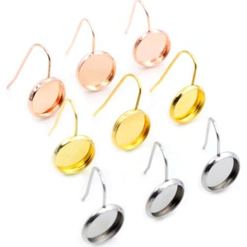 10pcs 8mm 10mm 12mm No Fade Stainless Steel DIY French Lever Back Earrings Blank Base,Fit 8/10/12mm Glass Cabochons Buttons
