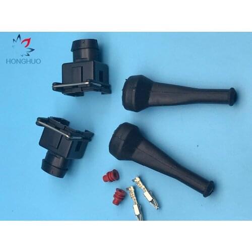 10pcs/lot 2 Pin Fuel Injector EFI Waterproof Electrical Wire Plug Connector 1jz EV1 EV6 EV14 For Tyco with rubber cover