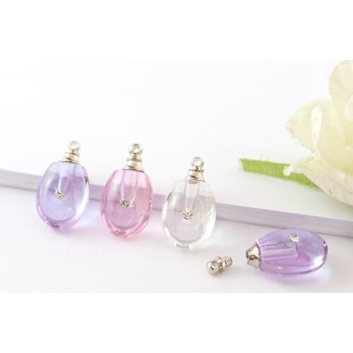 8PCS Perfume Name on rice vial Pendant Oval Crystal Vial perfume oil vial pendant crystal wishing bottles Jars Bottle Gift
