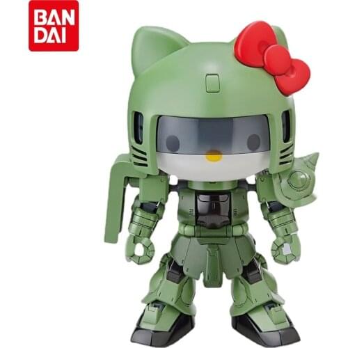 Anime BANDAI Gundam Assembled SD SDCS Hello Kitty Linkage ZAKUII PVC Action Figure Assembled Toys Kawaii Kids Birthday Gift