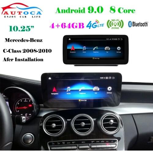 10.25" Car Android Touch Screen Multimedia Player Stereo Display Navigation GPS For Mercedes Benz C Class GLC X253 2016-2018