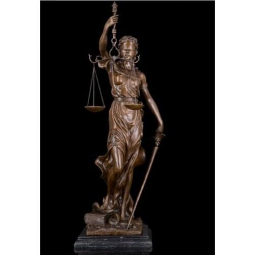 Free Shipping Copper handicrafts world-famous statue of the goddess of justice of Western European sculpture