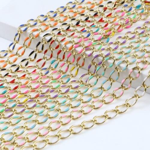 1M Colorful Oval Link Chains Copper Chain Gold Color for Bracelets Necklace Ankles Jewelry Making DIY Handmade Accessories