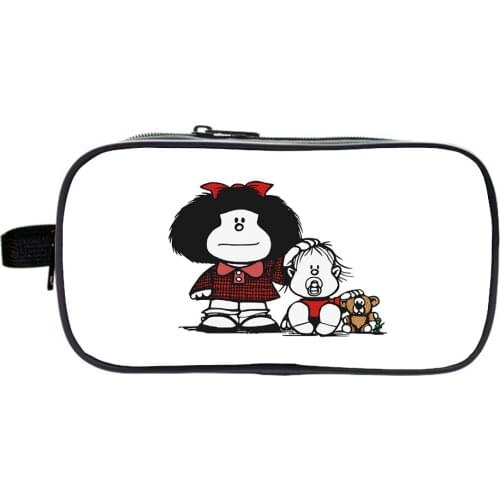 Mafalda Pencil Case High Quality Double-layer Pencil Box Children Cartoon Pen Bag Students Stationery Bag Boy Girl Pen Box Gift