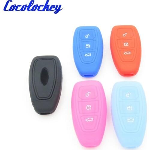 Cocolockey Silicone Car Key Cover Case for Ford Mondeo S-Max Kuga Grand Galaxy Focus Fiesta 3 Button Smart Remote Key 2013 2014