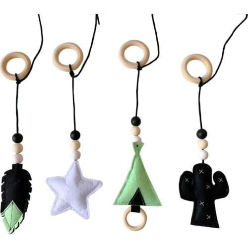 900C 4Pcs/set Solid Wood Fitness Rack Pendant Children Room Decoration Baby Gym Toy Hanging Ornaments