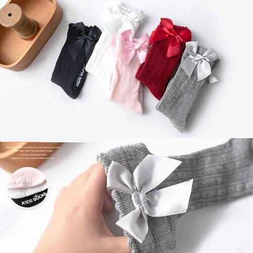 Baby Legwarmers Kids Toddlers Girls Big Bow Knee High Long Soft Cotton Lace Baby Socks Bowknot Leg Warm Baby Clothes