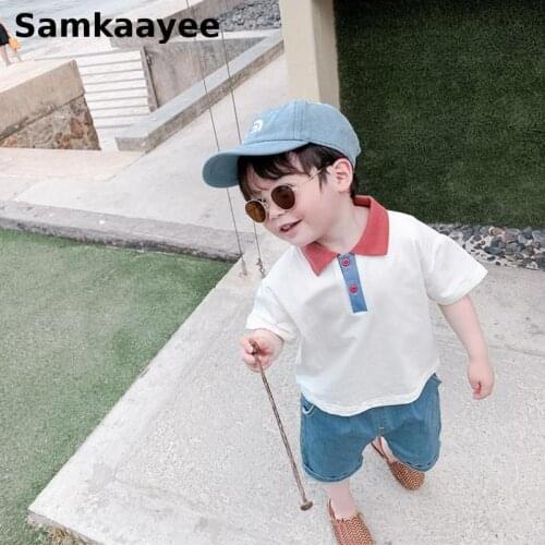 2-9y Kids Polo Shirts Summer Boys Girls Tops Tees Clothing Short Sleeve Buttons Solid Breathable Casual Childrens Clothes Y31